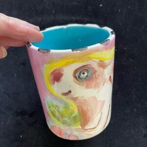 Hand Painted Bunny Coffee Mug 16 Oz  4.5”  New By Victoria Heisler